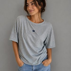 חולצת קרן לבן פסים ציפור